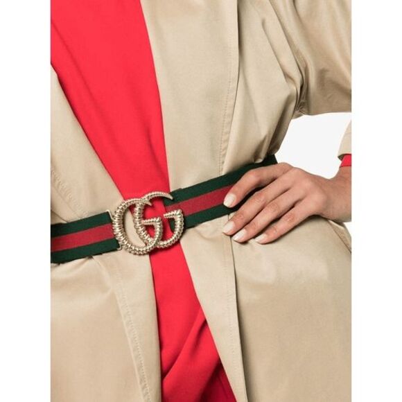 Gucci Web Torchon Interlocking Double G Belt Elastic Stretch Web Stripe Size 75 - Picture 5 of 14